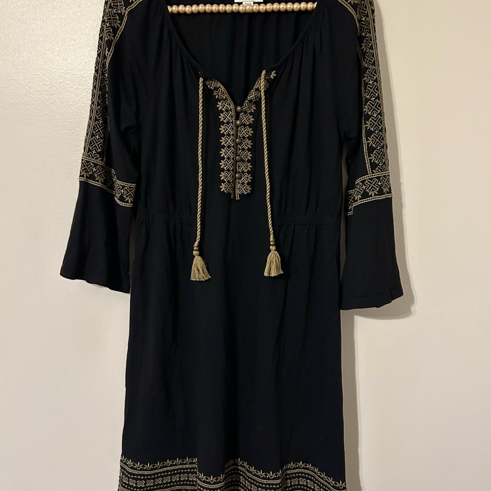 J. Jill Black and Gold Bell Sleeve Sundress